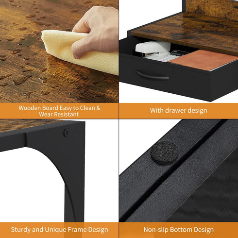 VYUOL Printer Stand with Storage for Desk, with Fabric Drawer Desktop Printer Stand Shelf Organzier for Home Office