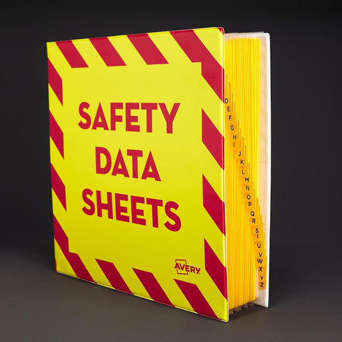Avery Heavy-Duty Industrial SDS Binder, 2 One-Touch EZD Rings, 540-Sheet Capacity, Yellow/Red