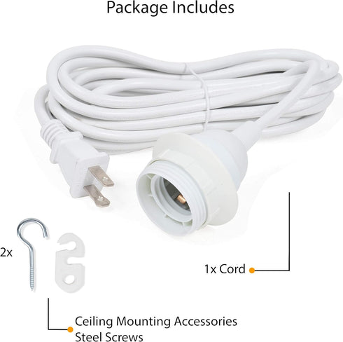15 Bulbs Set, Wallniture Fiore Feet Hanging Lantern Cord Room Decor for Pendant Light Socket White