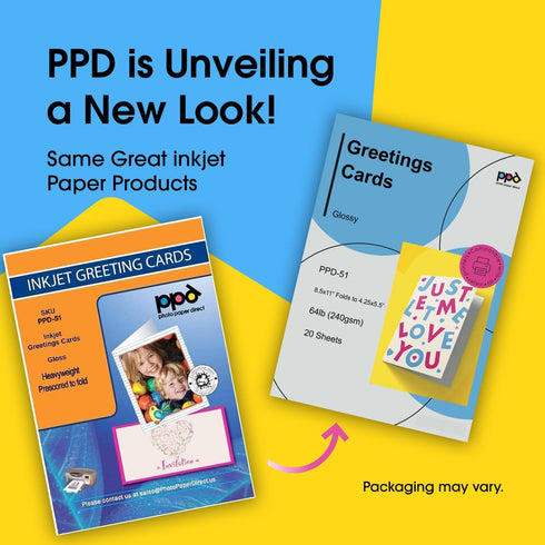 PPD Greeting Card Paper, Printable Blank Cards for Inkjet Printer, 8.5 x 11, 20 Sheets