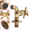 Wall Mounted Faucet, Vintage Solid Brass Single Cold Antique Lever Handle Water Tap for Kitchen Sink Laundry Utility