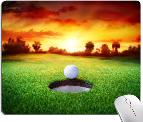 Mouse Pad, Ball in Hole Golf Rectangle Custom Designs, Waterproof Anti-Slip Rubber Mousepad for Office Accessories Desk