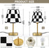Dimmable ALAZA Table Lamp for Bedroom Nightstand Black White Checkered Chess Buffalo Plaid Bedside Lamp with USB Port