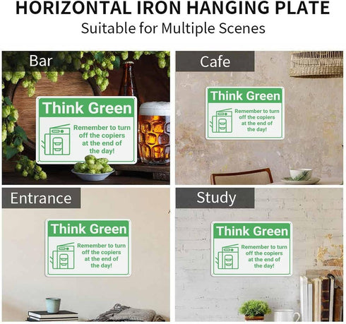Penzedu 8 12 Inch Think Greenremember To Turn Off Copiers At End Of Day Copier Icon Funny Vintage Tin Signs X Wall Art