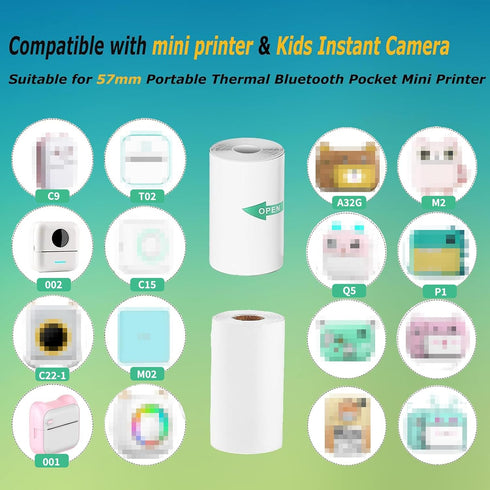 5 5 Rolls Thermal Printer Paper & Rolls Self-adhesive Stickers, White Printer Paper For Mini Sticker Receipt Printer