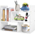 Expandable Wood Desktop Bookshelf - Office Storage Rack, Wood Display Shelf, Corner Desk Storage Shelf