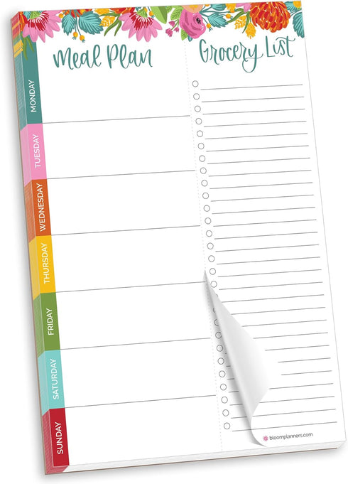 bloom daily planners Weekly Meal Planning Pad, Magnetic Refrigerator Menu Planner with Grocery Shopping Lists