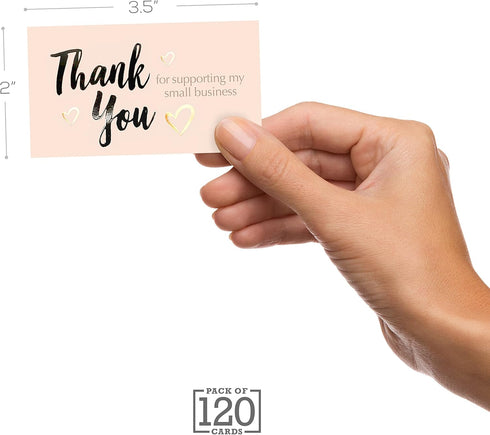 easykart labels 120 Thank You Cards for Supporting My Small Business, Gold Foil Business Card Size 3.5" x 2"