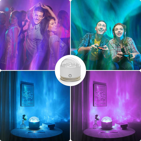 16 HUMIIEYE Northern Light Projector, Battery Operated Aurora Night Light, Colors Galaxy Lamp Ocean Wave Ceiling