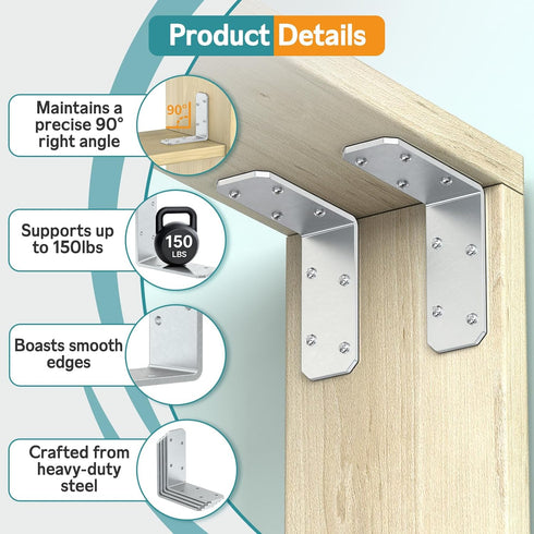 3"x3"x1.2" 90 (Galvanized-4 Steel L Bracket, Degree Metal Iron Corner Brace - Right Angle Joist Brackets for Wood