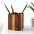 Walnut Pencil Holder, Wood Pen Cup Organizer for Desk, Simple Design (Cherry Center, Walnut Side)
