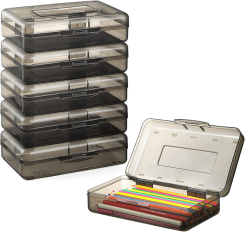 Sooez 6 Pack Pencil Box, Hard Pencil Boxes for School Supplies Bulk,