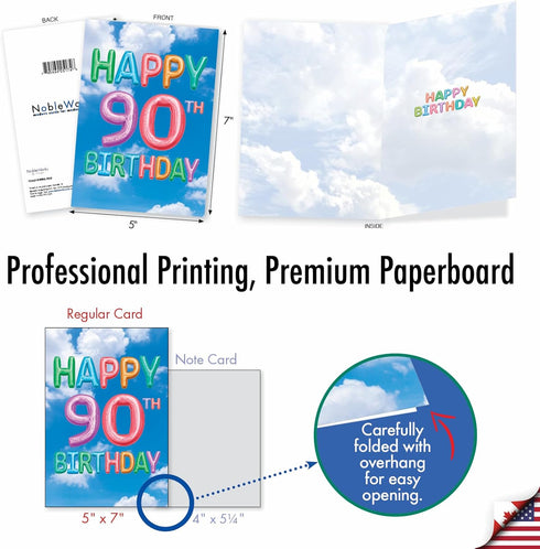 The Best Card Company - 90th Happy Birthday Card Milestone - Fun Greeting for 90 Years Old Birthdays