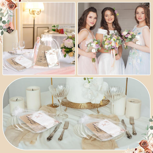 Ireer 101 Set Let Love Grow Boho Wedding Favors for Guests with 1 Wooden Sign, 100 Seed Packets, Kraft Envelopes