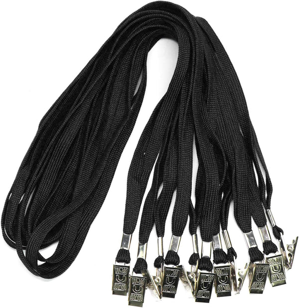Badge Lanyards Neck Bulk Cruise Lanyards, Black Lanyard with Clip for ID Card Name Tags (50 Pack)