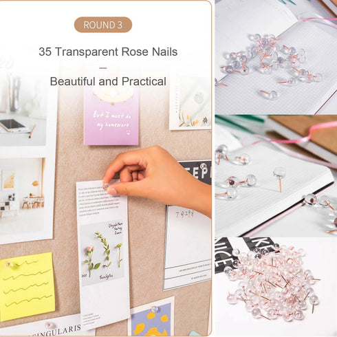Bulletin Felt Board, 36x18 Inches, Decorative Pin Board for Wall, Foldable Self-Adhesive Vision Board with 36 Pushpins,