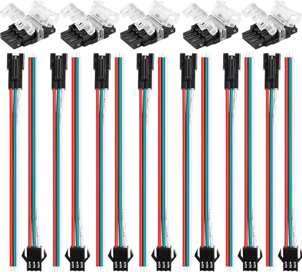 SUPERNIGHT 3 Pin Connector for WS2811 WS2812 WS2812B SK6812 LED Strip Lights, 7 Pairs JST SM Male Female Plug Cables