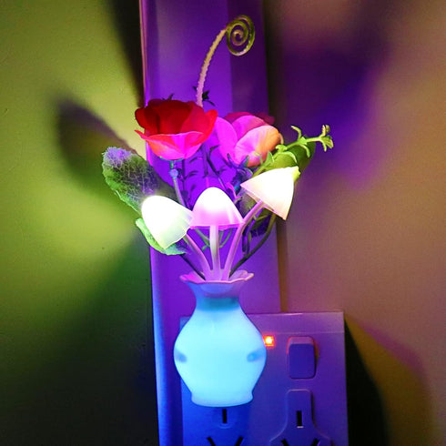 1Pack Sensor,0.5W AUSAYE Plug in LED Night Light Auto Dusk to Dawn Energy Saving Lamp Dream Nightlight Rose Flower