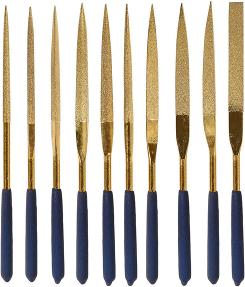 YAKAMOZ 10Pcs Titanium Diamond File Set, Fine Round Needle Files for Metal Wood Stone Glass Jewelry