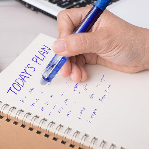 Erasable Gel Pens 15 Pack - Blue Retractable Clicker Fine Point Pens, Make Mistakes Disappear for Writing Planner and
