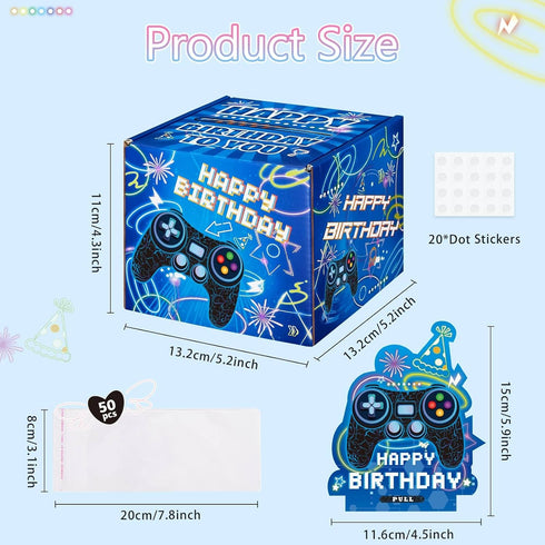 50 WERNNSAI Money Box for Cash Gift - Surprise Birthday Money Box Gaming Party Decorations Game Party Boxes for Adults