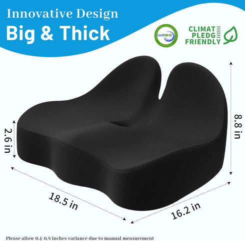 Tailbone, Cushzone Seat Cushion, Memory Foam Office Chair Cushions, Ergonomic Curved Design for Sciatica, Coccyx, Seat