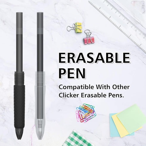 Vanstek 12 Black Erasable Gel Pen Refills, Compatible with FriXion & Friction Erasable Pens, Fine Point 0.7 mm