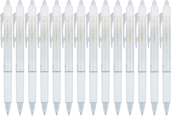 PILOT FriXion Design Collection Erasable Pens, Extra Fine Point, White Barrel, Black Ink, 14 Count