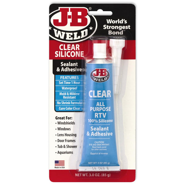 J-B Weld 31310 Clear All-Purpose RTV Silicone Sealant and Adhesive - 3 oz.