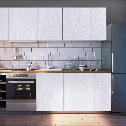 Yancorp 10ft Textured White Contact Paper, 16" x10ft Peel and Stick Wallpaper for Cabinets and Countertops
