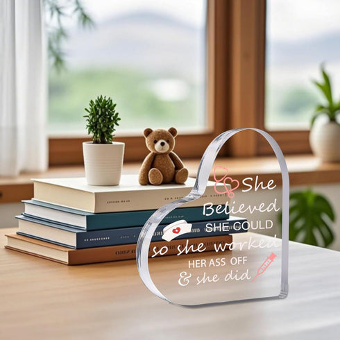 Heart-Shaped Acrylic Paperweight for Nurses - Thoughtful Gift