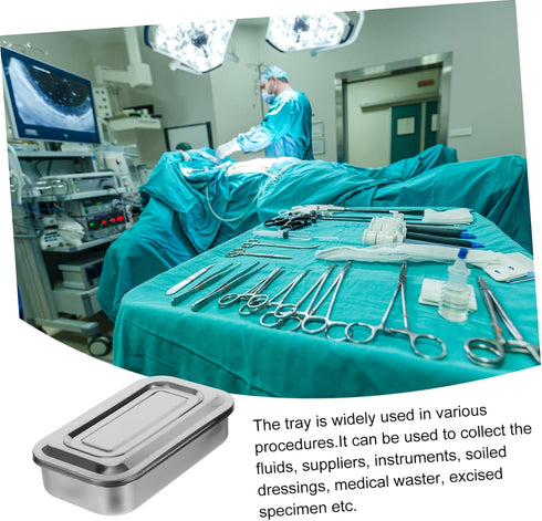 8 Inch Stainless Steel Medical Instrument Tray with Lid - Ideal for Home and Salon Use