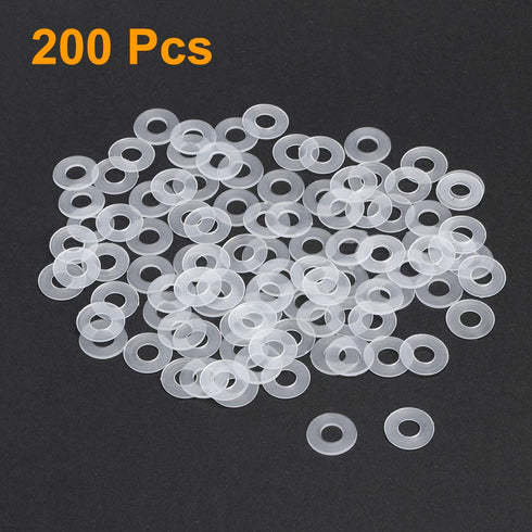 uxcell Nylon Flat Washers M6, Pack of 200, 13mm OD, 6mm ID, 1mm Thickness for Faucet Pipe Water Hose