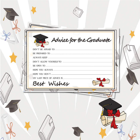 Graduation Wish Cards - 50PCs High School or College Graduation Advice Cards for 2025 Celebration Party Supplies
