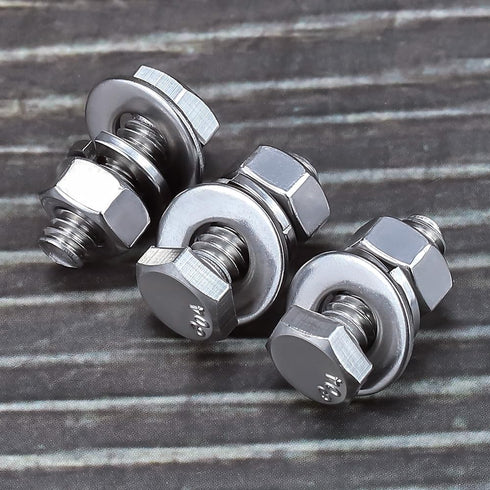 1/4-20 x 3/4" Stainless Steel Hex Bolts Screws with Nuts and Washers, 304 SS 18-8, 10 Sets