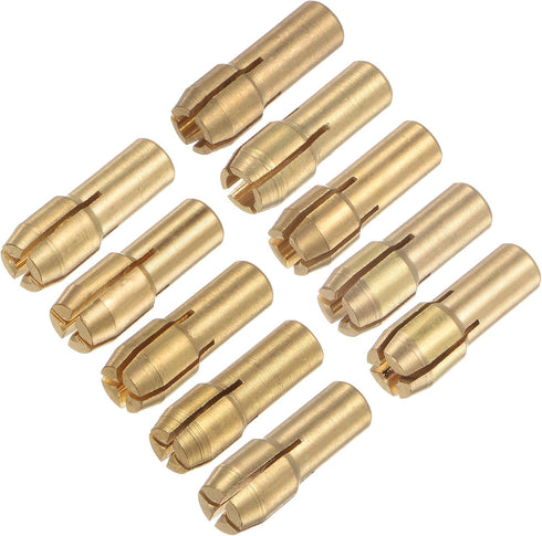 10pcs Brass Collet 0.5-3.2mm, Quick Change Drill Chuck Bit Sets for Mini Electric Grinder, 4.8mm Shank Diameter