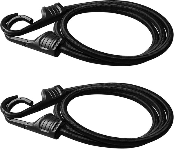 ZHOUBIN 32 Inch Black Bungee Cords with Hooks, Heavy Duty, 2 Pcs