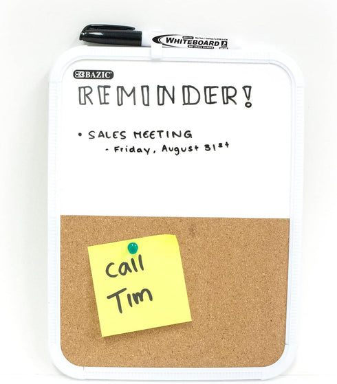 BAZIC Dry Erase Lap Board & Cork Bulletin, 8.5x11 Inch Whiteboards, Small Portable for Home, Office, Teacher, 1-Pack
