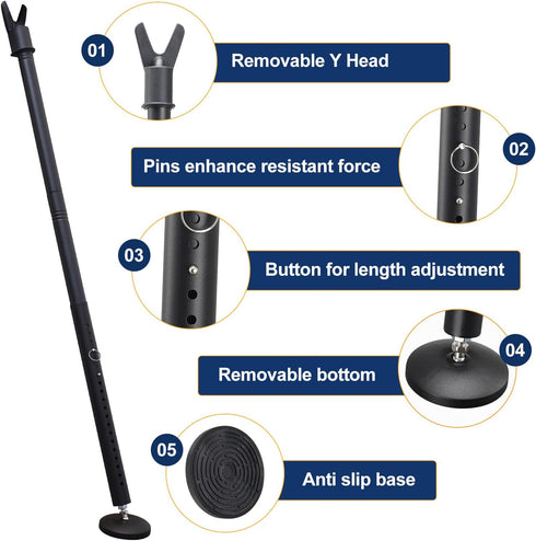 LAIDER HEROS 1.25Inch Door(1 Pack,Black) Door Security Bar, Diameter Heavy Duty Security Bar with Large Rubber Base