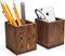 MyGift Set of 2 Natural Grain Wood Desktop Pen Holder, Pencil Holder Cup, Office Desk Organizer