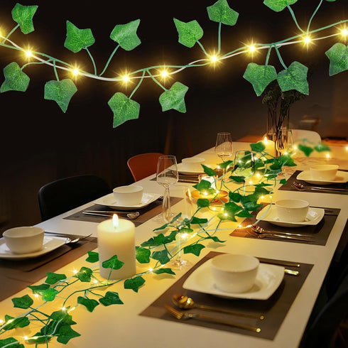 Generic 6.56FT Battery Powered(Pre-Installed) Leaf String Lights with Auto Timer, Fake Vines with