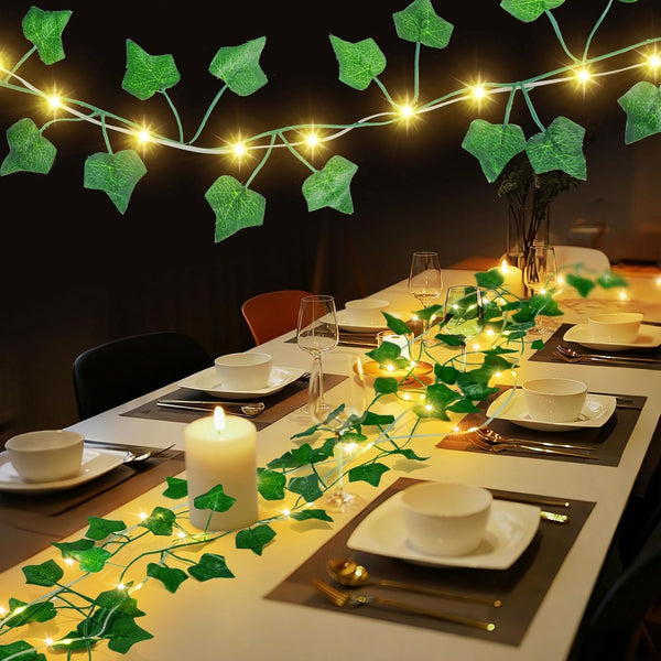 Generic 6.56FT Battery Powered(Pre-Installed) Leaf String Lights with Auto Timer, Fake Vines with