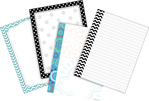 Barker Creek Designer Computer Paper Set, 200 Sheets, 8.5” by 11”, Chevron and Dots, 50 Each of 4 Designs