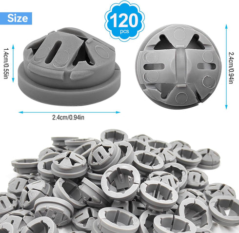 120 Pcs 3/8-1/2 Inch Electrical Box Cable Connectors, Non-Metallic Button Push in Wire Connectors, Electrical Conduit Fittings Junction Box Connector Gray, Fits for 1/2 Inch Knockouts