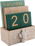 Notakia Perpetual Calendar, Vintage Wooden Calendar for Home Office Desk Accessories (Green)