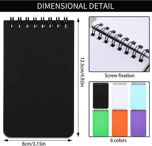 QiCheng Pocket Notebook Small Notepad Pocket Notepad Small Spiral Notebooks 3X5Inches (6-blank)