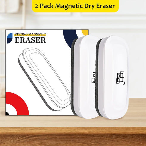 maxtek Magnetic Dry Erase Eraser, 2 Pack, Whiteboard Eraser for Dry Erase Board, Glass Board, Office Supplies