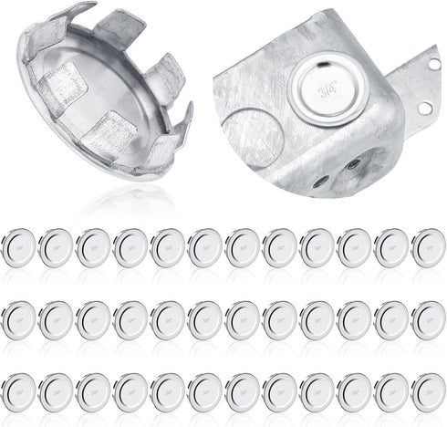 36 Pcs Knockout Seal Electrical Box Knockout Plugs for 3/4 Inch Pipe, Round Steel Removable Seal Electrical Box Fittings