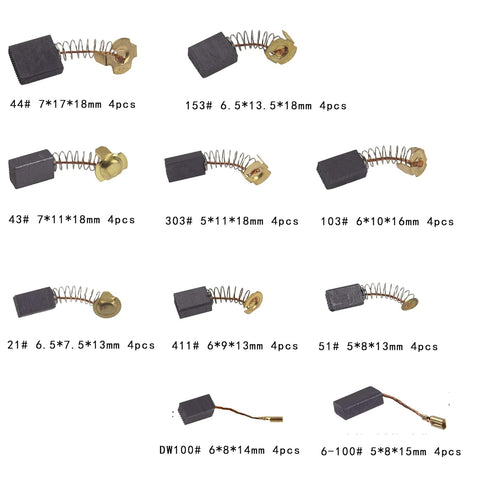 RICHERI 40Pcs Electric Motor Carbon Brushes 10 Different Sizes for Replacement Repair Power Tool Part
