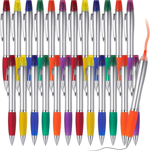 Colarr 30 Pcs Highlighter with Ballpoint Pen Combo, Chisel Tips for Student Office Writing Coloring Highlighting